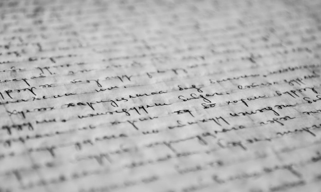 Grafologia: un testo su un foglio