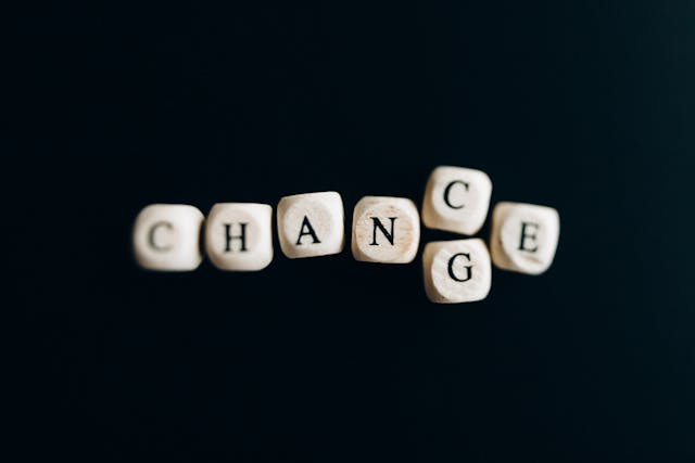 dadi con lettere della parola change e chance