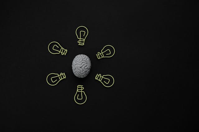 cervello con lampadine